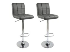Tabourets De Bar Design En Synthétique Set De 2 Gris 19_0000456