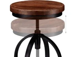 Tabouret De Bar Industriel Design Industriel Pivotant Chaise Ronde Fer Et Bois 13_0002767 -Meubles Soldes Boutique tabouret de bar 10446727