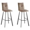 Lot De 2 Tabourets De Bar - Velours Et Métal - Taupe - INDILANE -Meubles Soldes Boutique tabouret de bar 498339