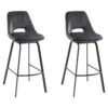 Lot De 2 Tabourets De Bar - Velours Et Métal - Anthracite - KELINE