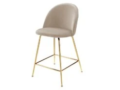 Lot De 2 Tabourets De Bar - Velours Et Métal Doré - Beige - MELBOURNE -Meubles Soldes Boutique tabouret de bar 8513857