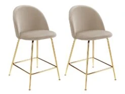 Lot De 2 Tabourets De Bar - Velours Et Métal Doré - Beige - MELBOURNE -Meubles Soldes Boutique tabouret de bar 8513861