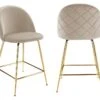 Lot De 2 Tabourets De Bar - Velours Et Métal Doré - Beige - MELBOURNE