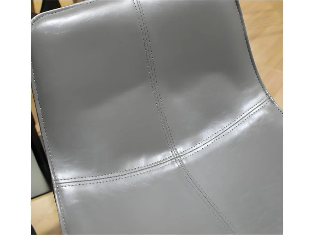 Tabouret De Bar Gris En Simili - STEEVE 4 Tabouret De Bar Gris En Simili - STEEVE – Image 2