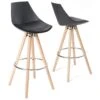 KAYELLES Lot De 2 Tabourets Scandinave Bois Coussin Intégré SOTO (Noir) 2 KAYELLES Lot De 2 Tabourets Scandinave Bois Coussin Intégré SOTO (Noir) -Meubles Soldes Boutique tabouret de bar 9145179