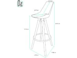 KAYELLES Lot De 2 Tabourets Scandinave Bois Coussin Intégré SOTO (Noir) -Meubles Soldes Boutique tabouret de bar 9145187