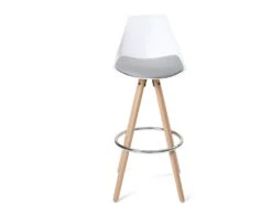 KAYELLES Lot De 2 Tabourets Scandinave Bois Coussin Intégré SOTO (Blanc Gris) -Meubles Soldes Boutique tabouret de bar 9145271