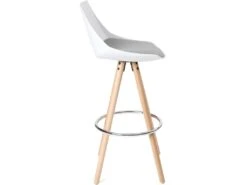 KAYELLES Lot De 2 Tabourets Scandinave Bois Coussin Intégré SOTO (Blanc Gris) -Meubles Soldes Boutique tabouret de bar 9145273