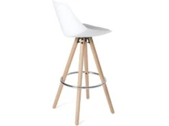 KAYELLES Lot De 2 Tabourets Scandinave Bois Coussin Intégré SOTO (Blanc Gris) -Meubles Soldes Boutique tabouret de bar 9145275