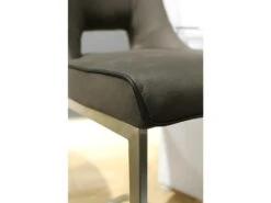 Lot 2 Tabourets Bar Taupe En Suédine Et Piétement Métal Luge - RIVOLI 10 Lot 2 Tabourets Bar Taupe En Suédine Et Piétement Métal Luge - RIVOLI -Meubles Soldes Boutique tabouret de bar 9146239