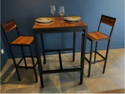 FACTORY - Chaise Haute En Acier Et Bois 75 Cm -Meubles Soldes Boutique tabouret de bar 9146617