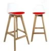 KAYELLES Lot De 2 Chaises De Bar Scandinave MALI (Blanc Rouge) -Meubles Soldes Boutique tabouret de bar 9148325