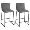 TEODORE - Lot De 2 Tabourets De Bar Tissu Gris 2 TEODORE - Lot De 2 Tabourets De Bar Tissu Gris -Meubles Soldes Boutique tabouret de bar 9217119