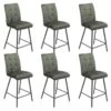 JOHN - Lot De 6 Tabourets De Bar Capitonnés Vert 2 JOHN - Lot De 6 Tabourets De Bar Capitonnés Vert -Meubles Soldes Boutique tabouret de bar 9217247