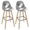 GIADA - Lot De 2 Tabourets De Bar Patchwork Motifs Grisés -Meubles Soldes Boutique tabouret de bar 9217423