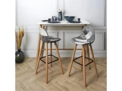 GIADA - Lot De 2 Tabourets De Bar Patchwork Motifs Grisés 9 GIADA - Lot De 2 Tabourets De Bar Patchwork Motifs Grisés -Meubles Soldes Boutique tabouret de bar 9217427