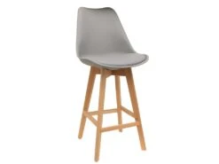 PARSA - Lot De 2 Chaises De Bar Grises Et Pieds Bois -Meubles Soldes Boutique tabouret de bar 9217445