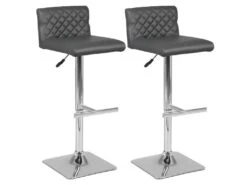 BUTTON - Lot De 2 Tabourets De Bar Gris