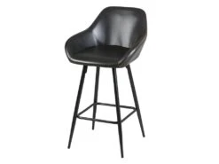 THOME - Lot De 4 Tabourets De Bar Simili Noir 7 THOME - Lot De 4 Tabourets De Bar Simili Noir -Meubles Soldes Boutique tabouret de bar 9217833