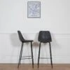 Lot De 2 Tabourets De Bar Vintage LUCIEN Gris Foncé - Hauteur D'assise 75cm - HAPPY GARDEN