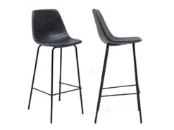 Lot De 2 Tabourets De Bar Vintage LUCIEN Gris Foncé - Hauteur D'assise 75cm - HAPPY GARDEN -Meubles Soldes Boutique tabouret de bar 9218361