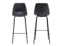 Lot De 2 Tabourets De Bar Vintage LUCIEN Gris Foncé - Hauteur D'assise 75cm - HAPPY GARDEN -Meubles Soldes Boutique tabouret de bar 9218363