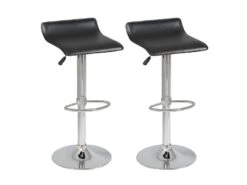 TARAN - Lot De 2 Tabourets De Bar Simili Noir