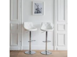 Lot De 2 Tabourets De Bar Blanc JASPER - HAPPY GARDEN
