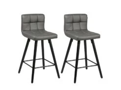 SOREN - Lot De 2 Tabourets Gris