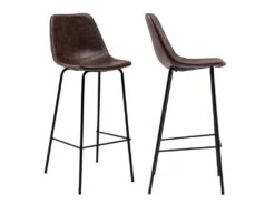 Lot De 2 Tabourets De Bar Vintage LUCIEN Marron - Hauteur D'assise 75cm - HAPPY GARDEN -Meubles Soldes Boutique tabouret de bar 9218961