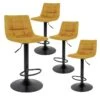 MAGNUS - Lot De 4 Tabourets Acier Et Tissu Jaune Moutarde 1 MAGNUS - Lot De 4 Tabourets Acier Et Tissu Jaune Moutarde -Meubles Soldes Boutique tabouret de bar 9219057
