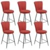 PARIL - Lot De 6 Tabourets De Bar Matelassés Rouges -Meubles Soldes Boutique tabouret de bar 9219145