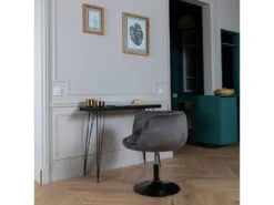 Tabouret De Bar En Velours Gris NOLAN - HAPPY GARDEN