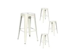 Quatuor De Tabourets De Bar Métal Blanc - VASSIA