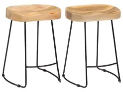 Lot De Deux Tabourets De Bar Design Chaise Siège Bois De Manguier Solide 1202098