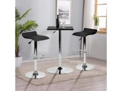 Lot De 2 Tabourets De Bar Pivotants Réglables En Cuir PU Noir Avec Base Chromée Et Repose-pieds -Meubles Soldes Boutique tabouret haut 11245551