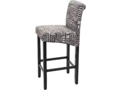 Lot De 2 Tabourets De Bar En Tissu Motif écriture Gris Pieds Foncés Avec Repose Pieds TDB04074 -Meubles Soldes Boutique tabouret haut 12437951
