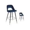 Duo De Tabourets De Bar Métal/Tissu Bleu - YIZI -Meubles Soldes Boutique tabouret haut 17631791