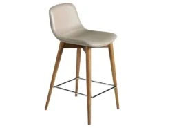 Tabouret En Croûte De Cuir Et Bois Noyer 4044 ANGEL CERDA