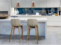 Tabouret En Croûte De Cuir Et Bois Noyer 4044 ANGEL CERDA -Meubles Soldes Boutique tabouret haut 18429223