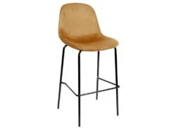 KONAE - Lot De 2 Tabourets De Bar En Velours Côtelé Ocre -Meubles Soldes Boutique tabouret haut 19125365