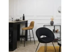 KONAE - Lot De 2 Tabourets De Bar En Velours Côtelé Ocre -Meubles Soldes Boutique tabouret haut 19125369