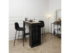 KONAE - Lot De 6 Tabourets De Bar En Velours Côtelé Noir -Meubles Soldes Boutique tabouret haut 19125393