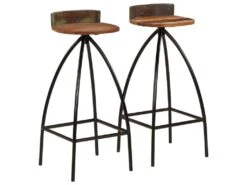 Tabourets De Bar Lot De 2 Bois De Récupération Massif