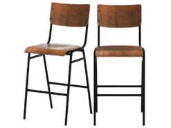 Chaise De Bar Mi-hauteur Clem En Bois Foncé 65 Cm (lot De 2)