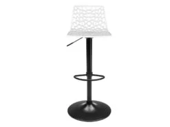 Lot De 2 Tabourets De Bar CLARK - Polypropylène - Blanc - Base Noire -Meubles Soldes Boutique tabouret 345619