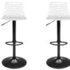 Lot De 2 Tabourets De Bar CLARK - Polypropylène - Blanc - Base Noire -Meubles Soldes Boutique tabouret 348909