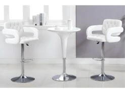 Lot De 2 Tabourets De Bar CONAN - Simili - Hauteur Ajustable - Blanc -Meubles Soldes Boutique tabouret 353473