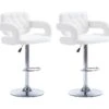 Lot De 2 Tabourets De Bar CONAN - Simili - Hauteur Ajustable - Blanc