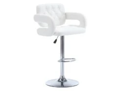 Lot De 2 Tabourets De Bar CONAN - Simili - Hauteur Ajustable - Blanc -Meubles Soldes Boutique tabouret 353479